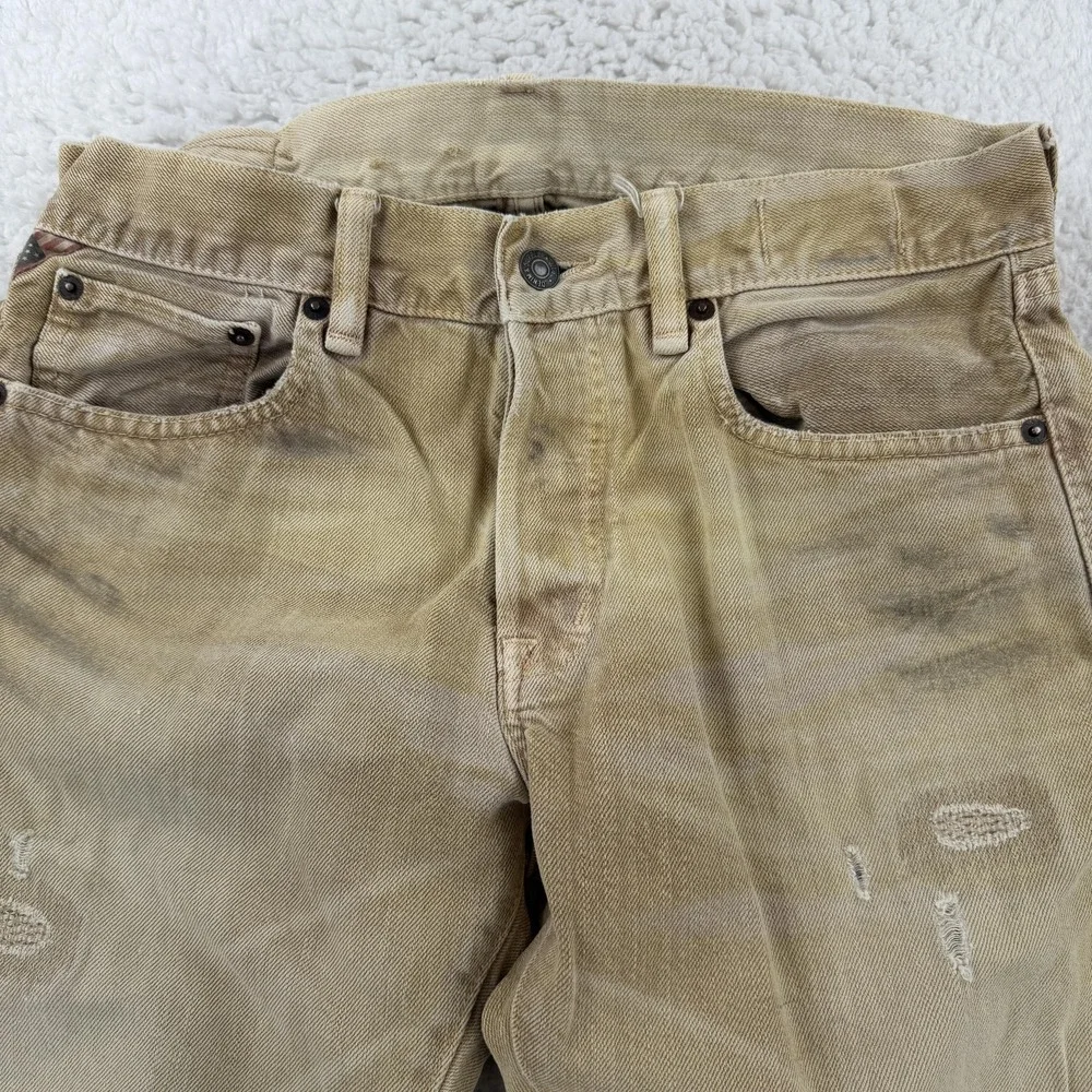 Denim & Supply Ralph Lauren Men's Slim Straight Jeans in Olive/Tan